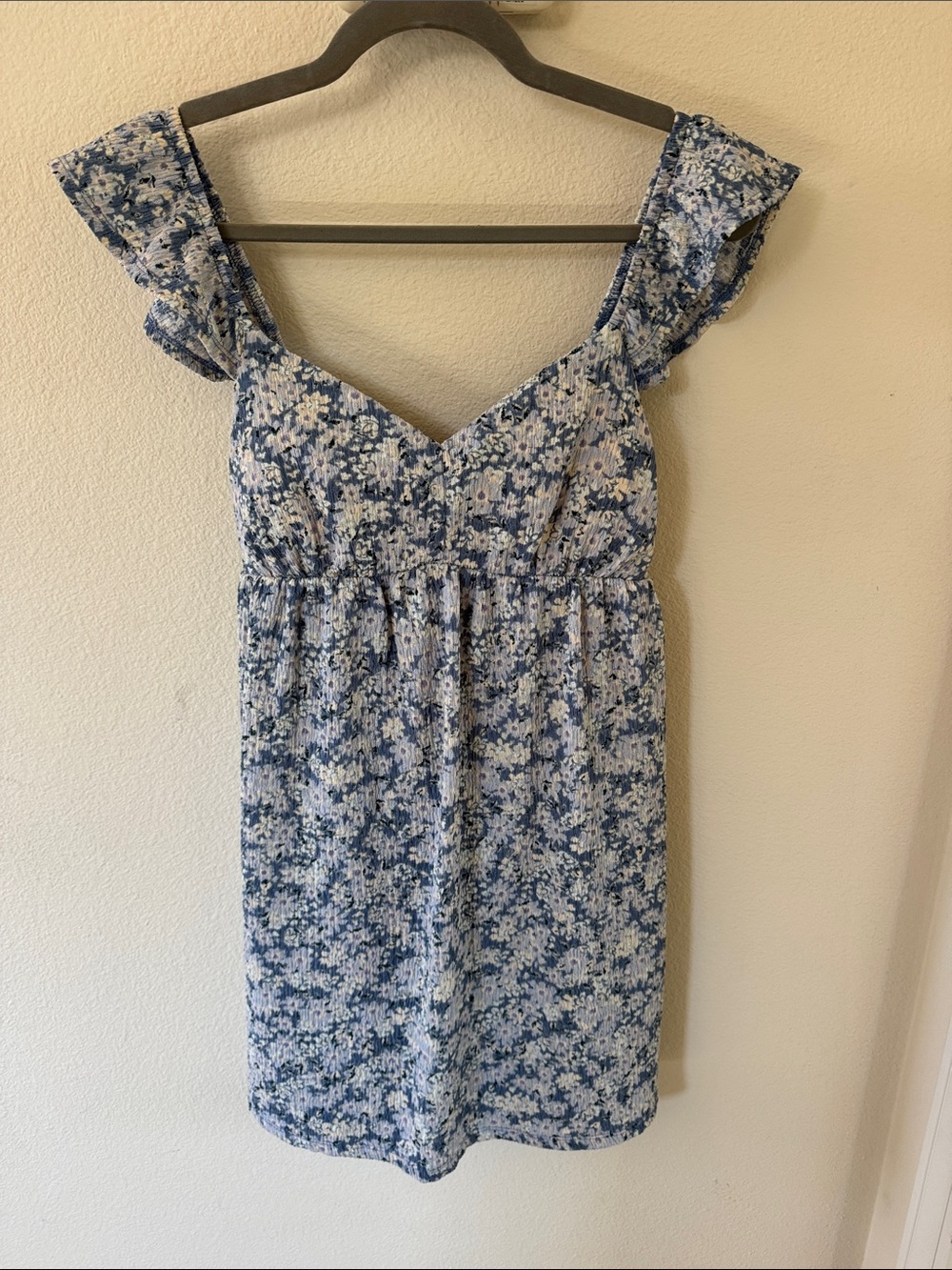 Blue Floral Sundress with Ruffle Straps